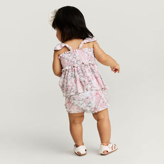 Bamboo Smocked Babydoll Top & Bummies Set - Irene (Floral) Posh Peanut Size: 3-6 Months