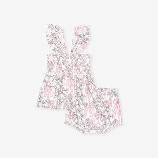 Bamboo Smocked Babydoll Top & Bummies Set - Irene (Floral) Posh Peanut Size: 3-6 Months
