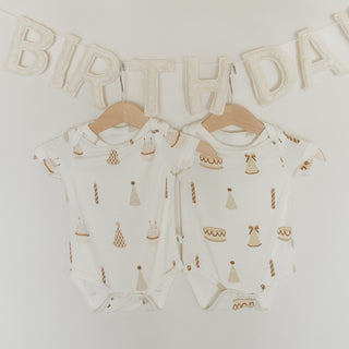 Short Sleeve Bamboo Snapsuit - Birthday Girl