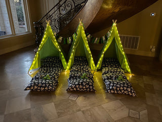 Soccer Sleepover Party Set, Tee Pee Soccer Birthday Party Box Chicky Chicky Bling Bling