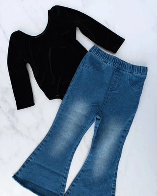 Sophie Denim Bell Bottoms - Dark WashBottomsBailey's BlossomsSize: 0-3months