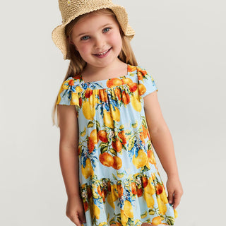 Bamboo Square Neck Tiered Dress - Lucia (Citrus) Posh Peanut