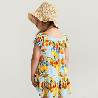 Bamboo Square Neck Tiered Dress - Lucia (Citrus) Posh Peanut
