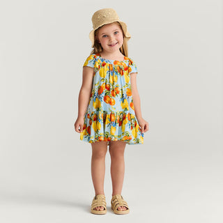 Bamboo Square Neck Tiered Dress - Lucia (Citrus) Posh Peanut