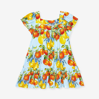 Bamboo Square Neck Tiered Dress - Lucia (Citrus) Posh Peanut