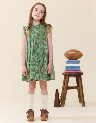 Cotton Ruffle Sleeve Stevie Dress - Football Field