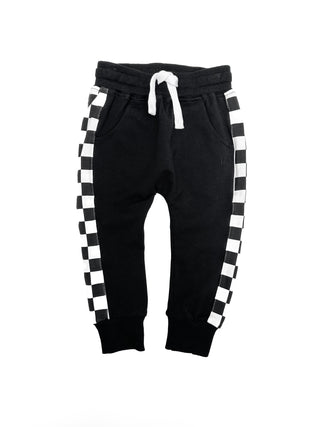 Stripe Checkered Jogger - Black