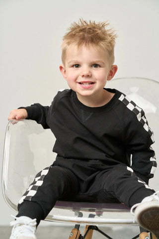 Stripe Checkered Jogger - Black