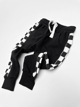 Stripe Checkered Jogger - Black