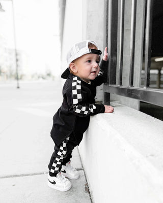 Stripe Checkered Pullover - Black