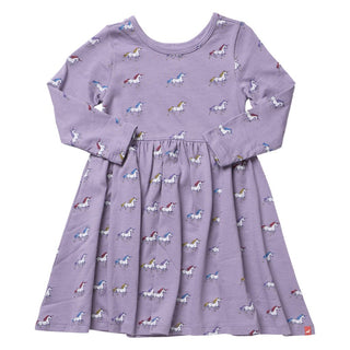 Cotton Long Sleeve Sunny Dress - Rainbow Unicorns