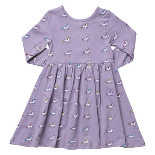 Cotton Long Sleeve Sunny Dress - Rainbow Unicorns