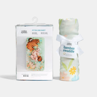 Crib Sheet & Swaddle Baby Gift Set - Enchanted Meadow Crib Sheet & Swaddle Rookie Humans