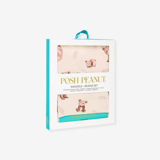 Bamboo Infant Swaddle and Beanie Set - Bernard (Bear) Posh Peanut Size: One Size