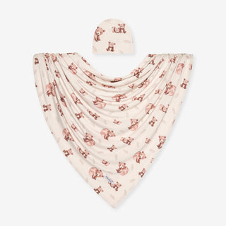 Bamboo Infant Swaddle and Beanie Set - Bernard (Bear) Posh Peanut Size: One Size