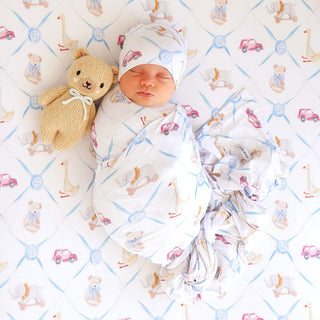 Bamboo Swaddle and Beanie Set - Oxford (Toys)