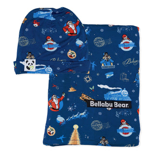 Bamboo Swaddle and Beanie Set - The Polar Express Bellabu Bear Size: One Size