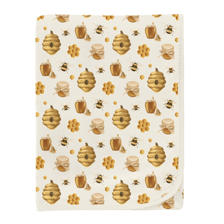 Bamboo Swaddling Blanket - Natural Bees & Honey KicKee Pants Size: One Size