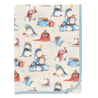 Bamboo Swaddling Blanket - Natural Silly Penguins KicKee Pants Size: One Size