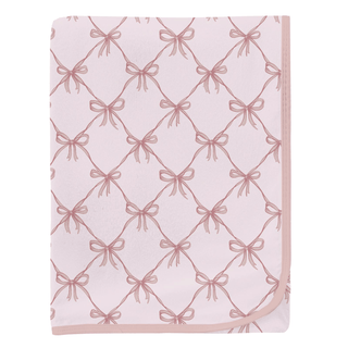 Bamboo Swaddling Blanket - Shrinking Violet Bow Lattice KicKee Pants Size: One Size