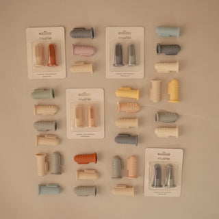 Finger ToothbrushToothbrushMushieColor: Shifting Sand/Cambridge Blue