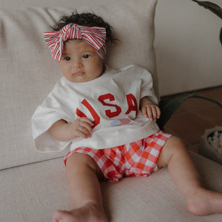 Child Boxer Shorts - Scarlet Gingham forever french baby Size: 0-3 Months