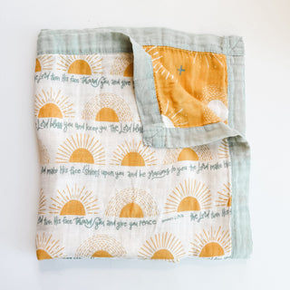 The Blessing Luxury Double Sided Muslin Blanket The Little Rose Shop