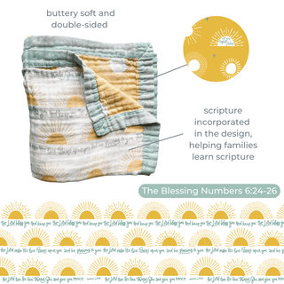 The Blessing Luxury Double Sided Muslin Blanket The Little Rose Shop