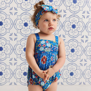 Bamboo Tie Back Bubble Romper - Carretto (Floral)