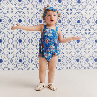 Bamboo Tie Back Bubble Romper - Carretto (Floral)