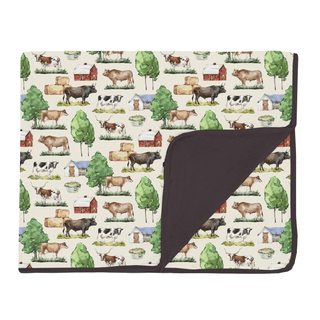 Bamboo Toddler Blanket - Natural Grazing Cows KicKee Pants Size: One Size