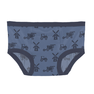 Bamboo Training Pants - Denim Tractors & Windmills KicKee Pants Size: 2T-3T