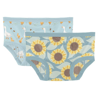 Bamboo Training Pants (Set of 2) - Spring Sky Feeding Ducks & Stormy Sea SunflowerKicKee PantsSize: 2T-3T