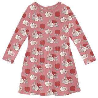 Bamboo Long Sleeve Twirl Dress with Pockets - Desert Rose Apple Picking KicKee Pants Size: 2T