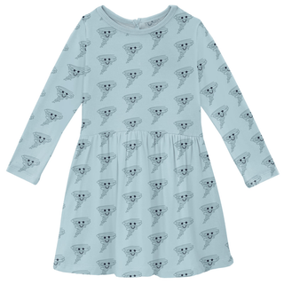 Bamboo Long Sleeve Twirl Dress with Pockets - Spring Sky Happy TornadoKicKee PantsSize: 2T
