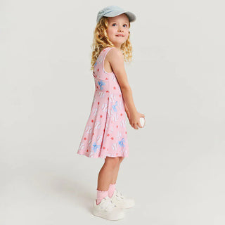 Bamboo Twist Back Skater Dress - Gina (Baseballs) Posh Peanut Size: 2T