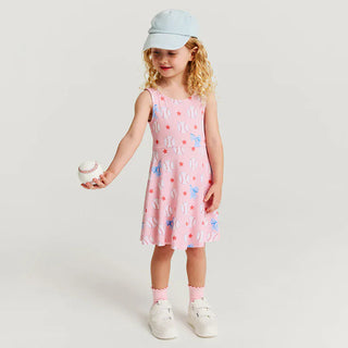 Bamboo Twist Back Skater Dress - Gina (Baseballs) Posh Peanut Size: 2T
