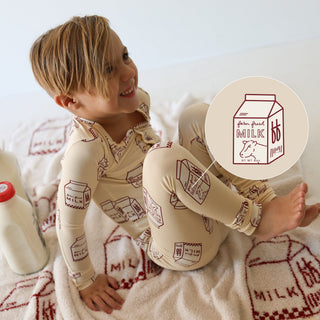 Bamboo Two Piece Pajamas - Milk Two Piece Pajama forever french baby Size: 2/3 Years