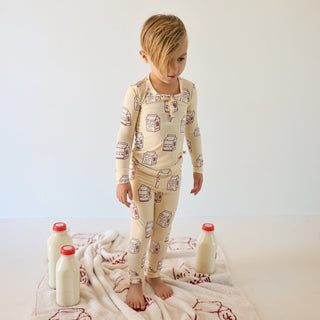 Bamboo Two Piece Pajamas - Milk Two Piece Pajama forever french baby Size: 2/3 Years