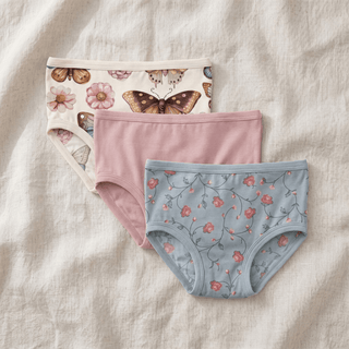 Bamboo Underwear (Set of 3) - Botanical Butterflies, Baby Rose & Spring Sky Floral Vines KicKee Pants Size: 2T-3T