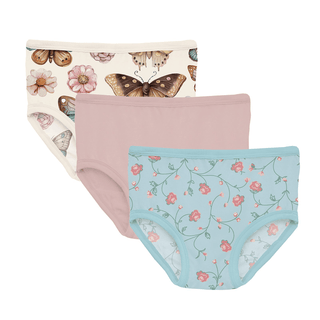Bamboo Underwear (Set of 3) - Botanical Butterflies, Baby Rose & Spring Sky Floral Vines KicKee Pants Size: 2T-3T