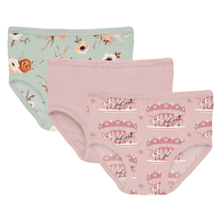 Bamboo Underwear (Set of 3) - Aloe Fall Floral, Baby Rose & Baby Rose Fair CarouselKicKee PantsSize: 2T-3T