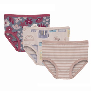 Bamboo Underwear (Set of 3) - Moonlight Picture Day Floral, Shrinking Violet School Girl & Blossom Breeze Stripe