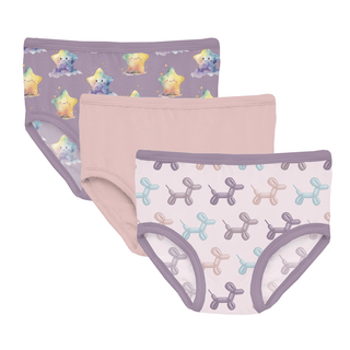 Bamboo Underwear (Set of 3) - Rainbow Stars, Baby Rose & Shrinking Violet Balloon Dogs KicKee Pants Size: 2T-3T