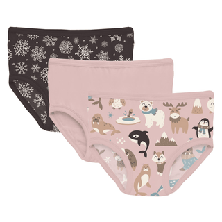 Bamboo Underwear (Set of 3) - Chalkboard Snowflakes, Baby Rose & Baby Rose Arctic Animals KicKee Pants Size: 2T-3T