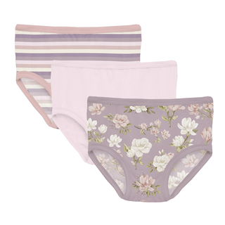 Bamboo Underwear (Set of 3) - Lavender Bliss Stripe, Sweet Pea Spring Floral & Shrinking Violet KicKee Pants Size: 2T-3T