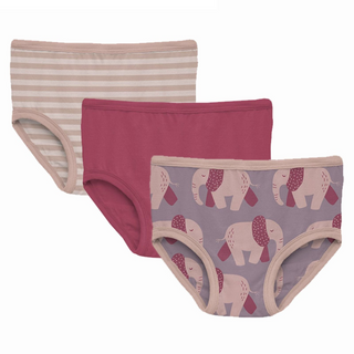 Bamboo Underwear (Set of 3) - Blossom Breeze Stripe, Rosehip & Lavender Pink Elephants