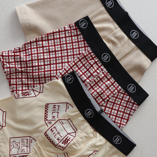 Bamboo Boxers (3 Pack) - Window Pane, Milk & Ribbed Cream underwear forever french baby Size: 18-24 Months
