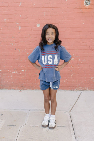 USA Short Sleeve Top and Shorts Set Olive + Scout Color: Brown Size: 3-6M