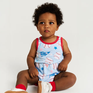 Bamboo Varsity Romper - Play Ball (Baseballs)